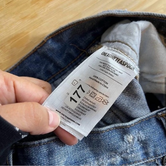 One Teaspoon Free People Bandits Shorts Cut Off Button Fly Roll Hem Denim Sz 25 - Picture 9 of 12